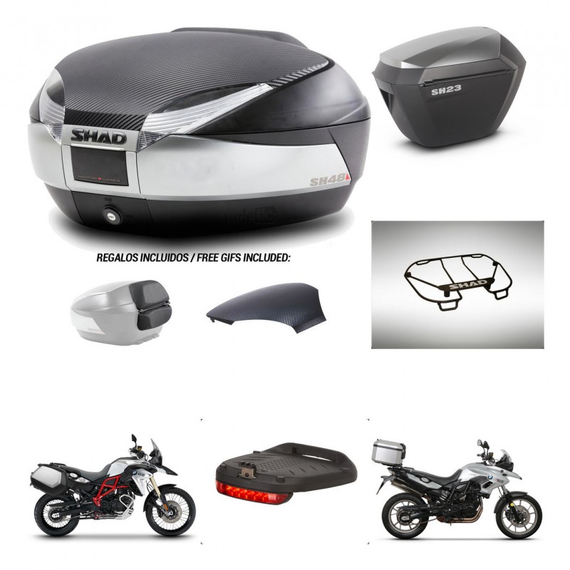 SHAD SH23 alu suitcases + mounting bracket SH48 trunk backrest cover accessories KIT-461689