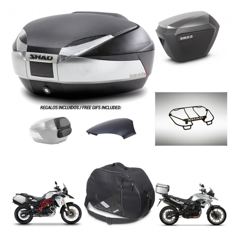 SHAD Maletas sh23 alu + soporte montaje baul SH48 tapa respaldo accesorios KIT-461695