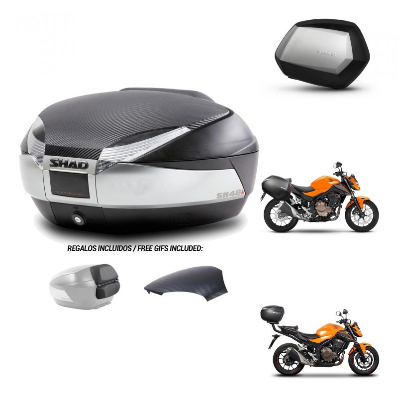 SHAD Maletas SH35 PREMIUM + soporte montaje baul SH48 tapa respaldo KIT-461710
