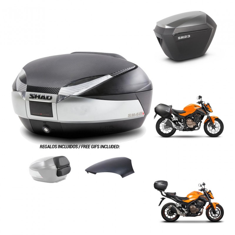 SHAD Maletas sh23 alu + soporte montaje baul SH48 tapa respaldo KIT-461712