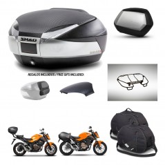 SHAD Maletas SH35 PREMIUM + soporte montaje baul SH48 tapa respaldo accesorios KIT-461717