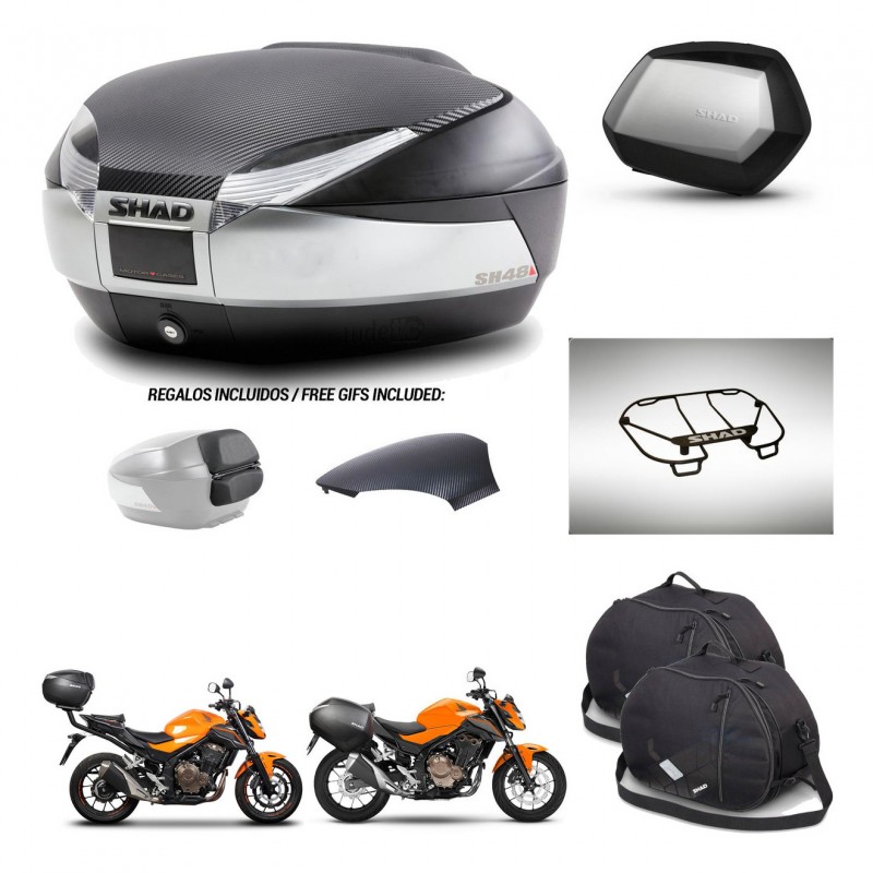 SHAD Maletas SH35 PREMIUM + soporte montaje baul SH48 tapa respaldo accesorios KIT-461717