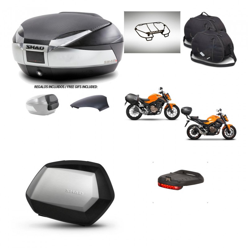 SHAD Maletas SH35 PREMIUM + soporte montaje baul SH48 tapa respaldo accesorios KIT-461723