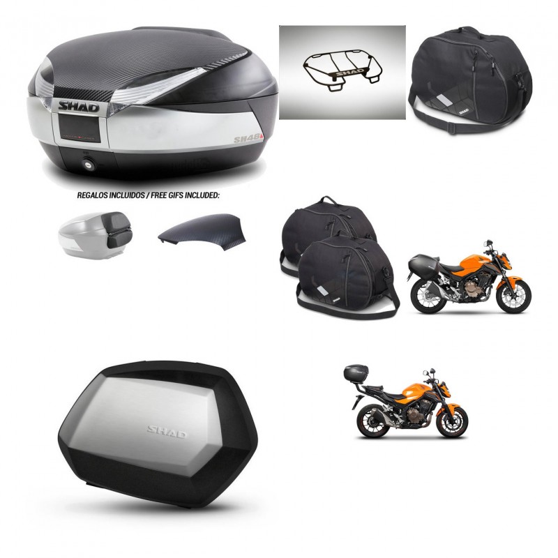 SHAD Maletas SH35 PREMIUM + soporte montaje baul SH48 tapa respaldo accesorios KIT-461729