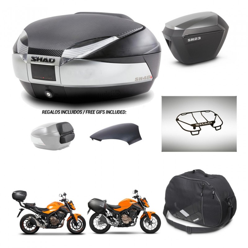 SHAD Maletas sh23 alu + soporte montaje baul SH48 tapa respaldo accesorios KIT-461730