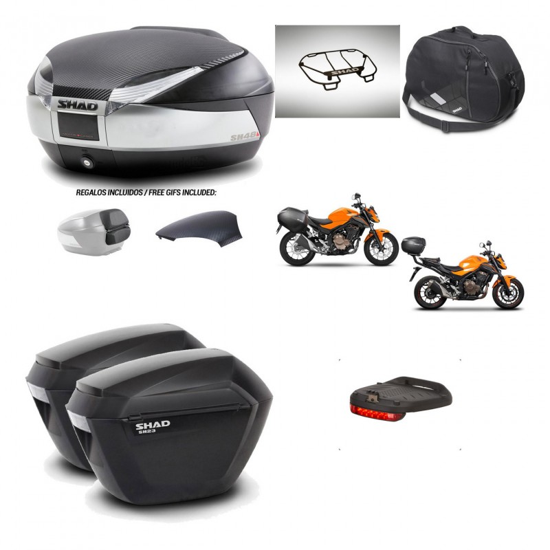 SHAD Suitcases sh23 + mounting bracket trunk SH48 backrest cover accessories KIT-461733