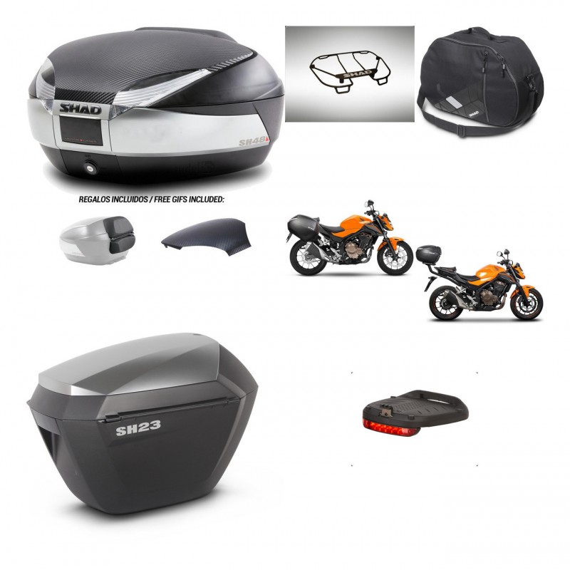 SHAD Maletas sh23 alu + soporte montaje baul SH48 tapa respaldo accesorios KIT-461736
