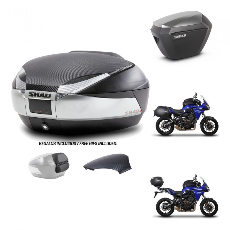 SHAD SH23 alu suitcases + mounting bracket SH48 trunk backrest cover KIT-461737
