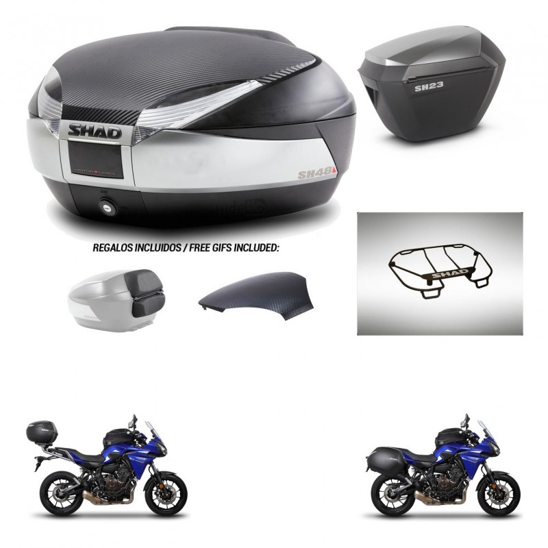 SHAD SH23 alu suitcases + mounting bracket SH48 trunk backrest cover accessories KIT-461738
