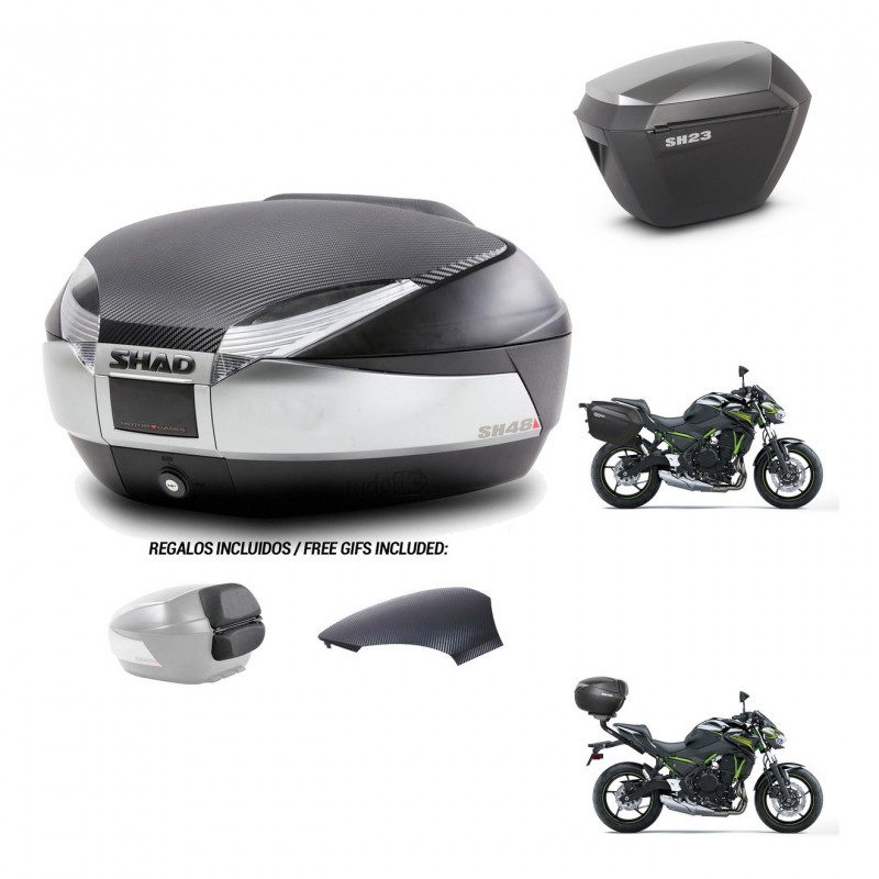 SHAD SH23 alu suitcases + mounting bracket SH48 trunk backrest cover KIT-461747