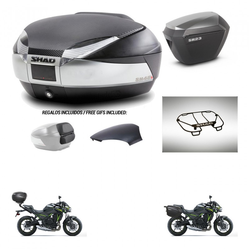 SHAD SH23 alu suitcases + mounting bracket SH48 trunk backrest cover accessories KIT-461759