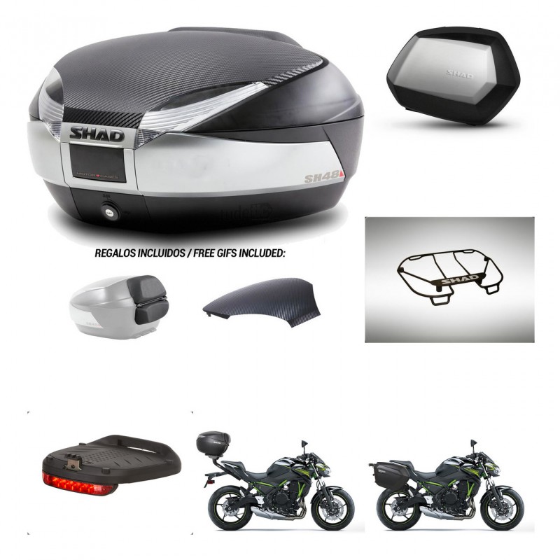 SHAD Maletas SH35 PREMIUM + soporte montaje baul SH48 tapa respaldo accesorios KIT-461763