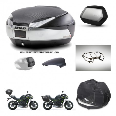 SHAD Maletas SH35 PREMIUM + soporte montaje baul SH48 tapa respaldo accesorios KIT-461769