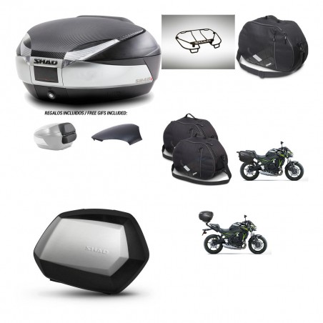 SHAD Maletas SH35 PREMIUM + soporte montaje baul SH48 tapa respaldo accesorios KIT-461770