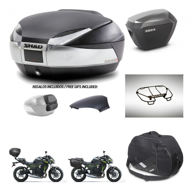 SHAD SH23 alu suitcases + mounting bracket SH48 trunk backrest cover accessories KIT-461771