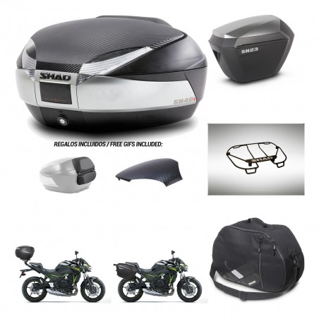 SHAD Maletas sh23 alu + soporte montaje baul SH48 tapa respaldo accesorios KIT-461771