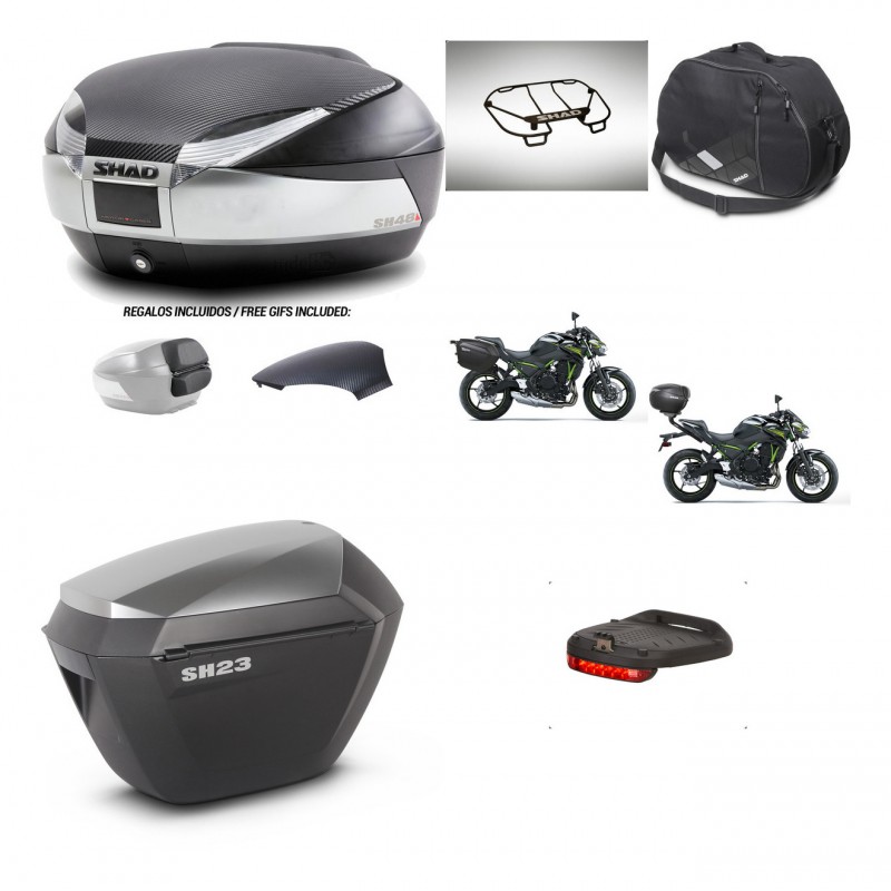 SHAD SH23 alu suitcases + mounting bracket SH48 trunk backrest cover accessories KIT-461777