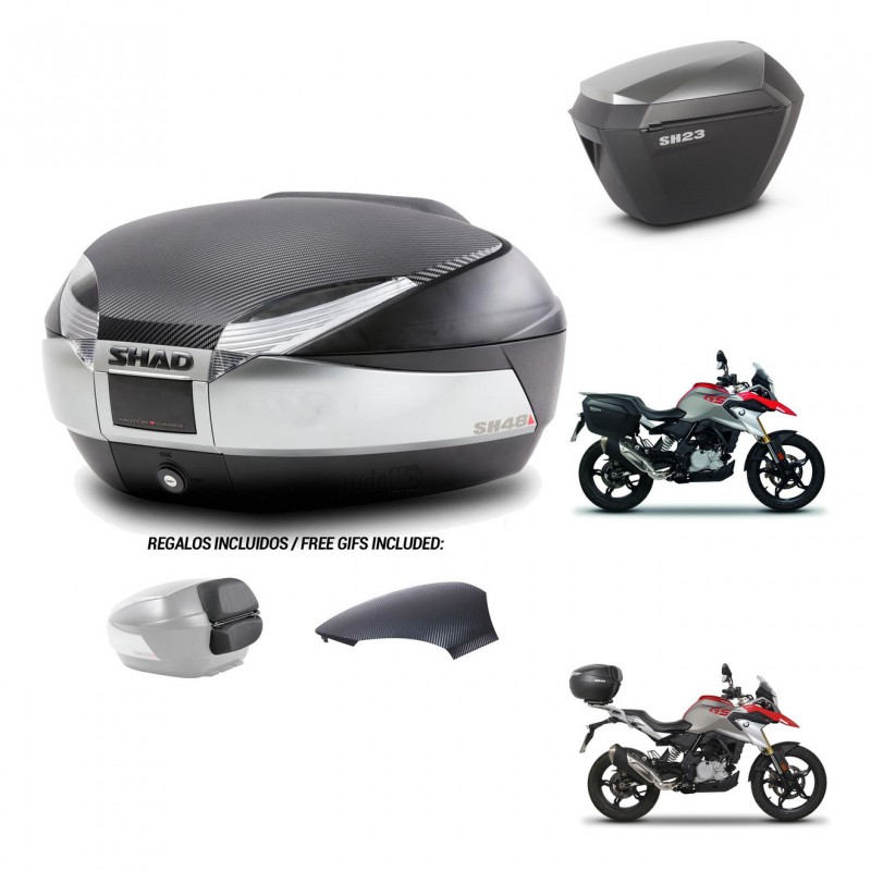 SHAD SH23 alu suitcases + mounting bracket SH48 trunk backrest cover KIT-461783