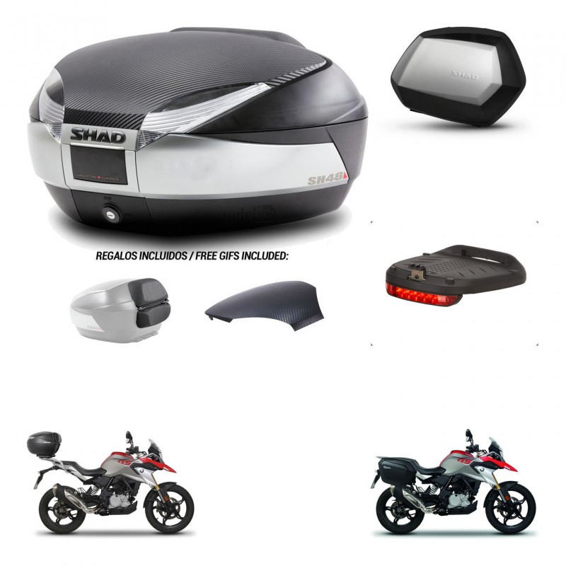SHAD Maletas SH35 PREMIUM + soporte montaje baul SH48 tapa respaldo accesorios KIT-461787