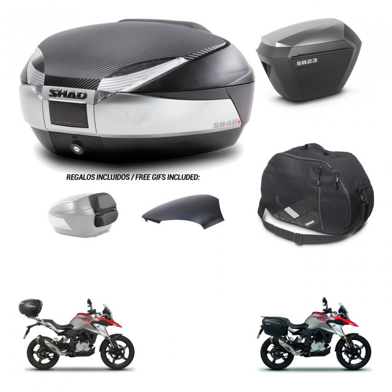 SHAD SH23 alu suitcases + mounting bracket SH48 trunk backrest cover accessories KIT-461795
