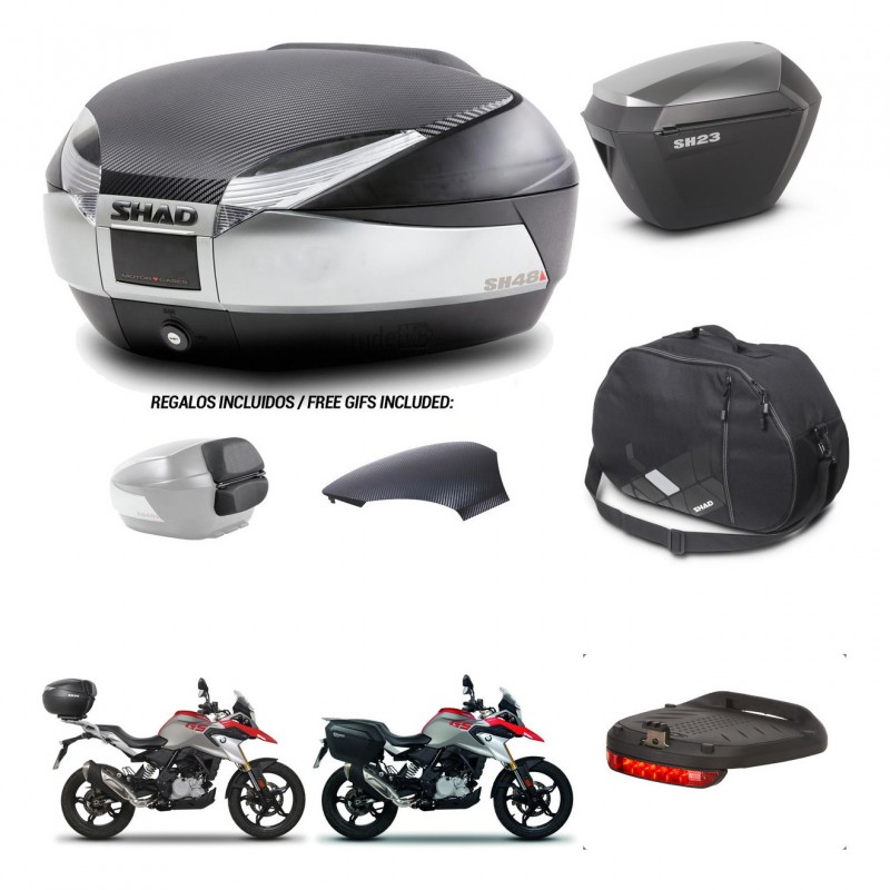 SHAD SH23 alu suitcases + mounting bracket SH48 trunk backrest cover accessories KIT-461801