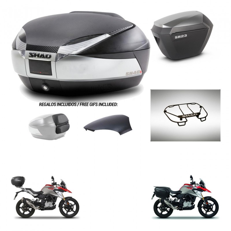 SHAD Maletas sh23 alu + soporte montaje baul SH48 tapa respaldo accesorios KIT-461807