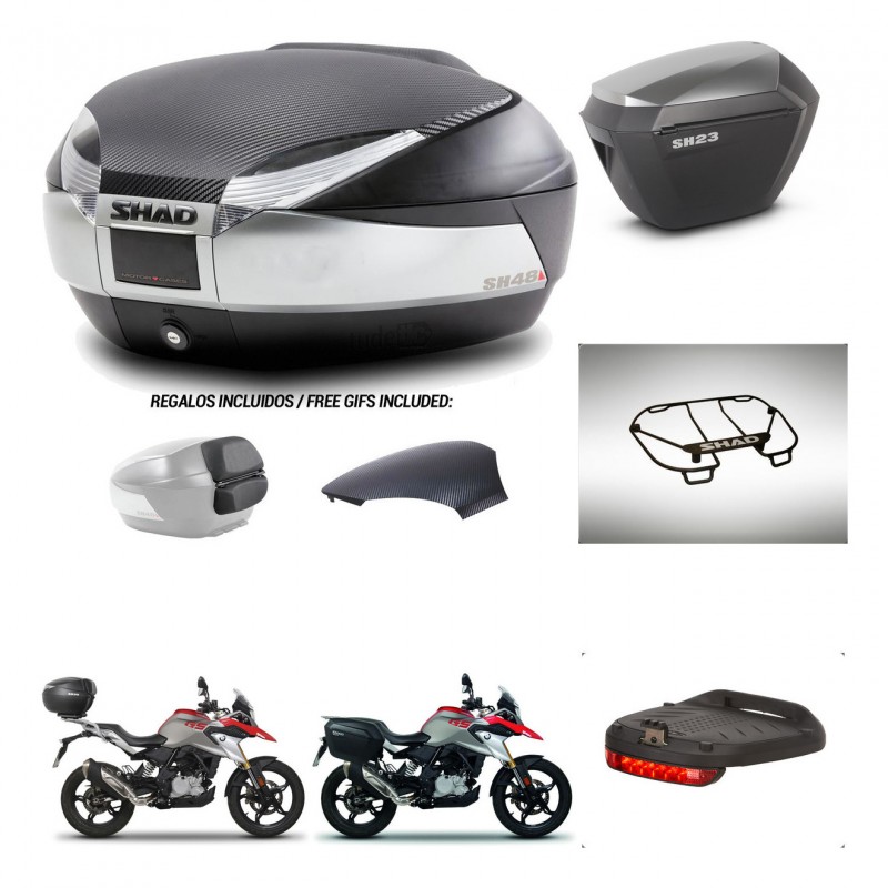SHAD SH23 alu suitcases + mounting bracket SH48 trunk backrest cover accessories KIT-461813