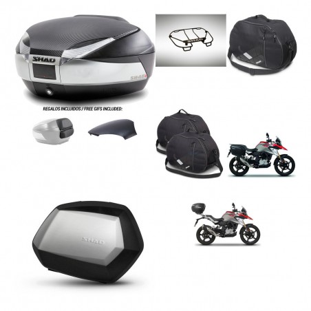 SHAD Maletas SH35 PREMIUM + soporte montaje baul SH48 tapa respaldo accesorios KIT-461818
