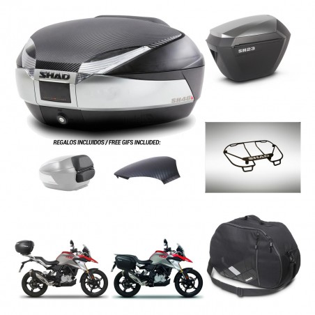 SHAD Maletas sh23 alu + soporte montaje baul SH48 tapa respaldo accesorios KIT-461819