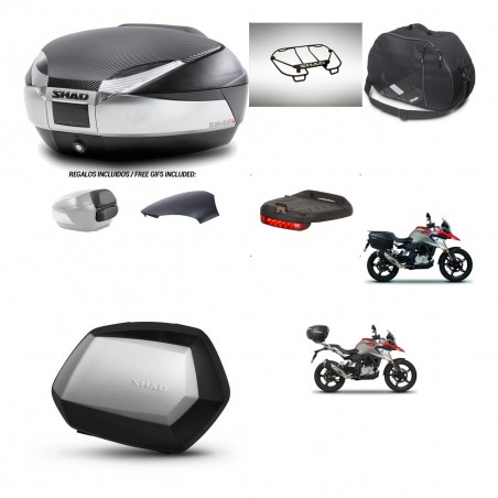 SHAD Maletas SH35 PREMIUM + soporte montaje baul SH48 tapa respaldo accesorios KIT-461823