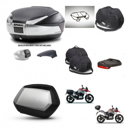SHAD Maletas SH35 PREMIUM + soporte montaje baul SH48 tapa respaldo accesorios KIT-461824
