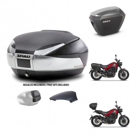 SHAD SH23 alu suitcases + mounting bracket SH48 trunk backrest cover KIT-461831