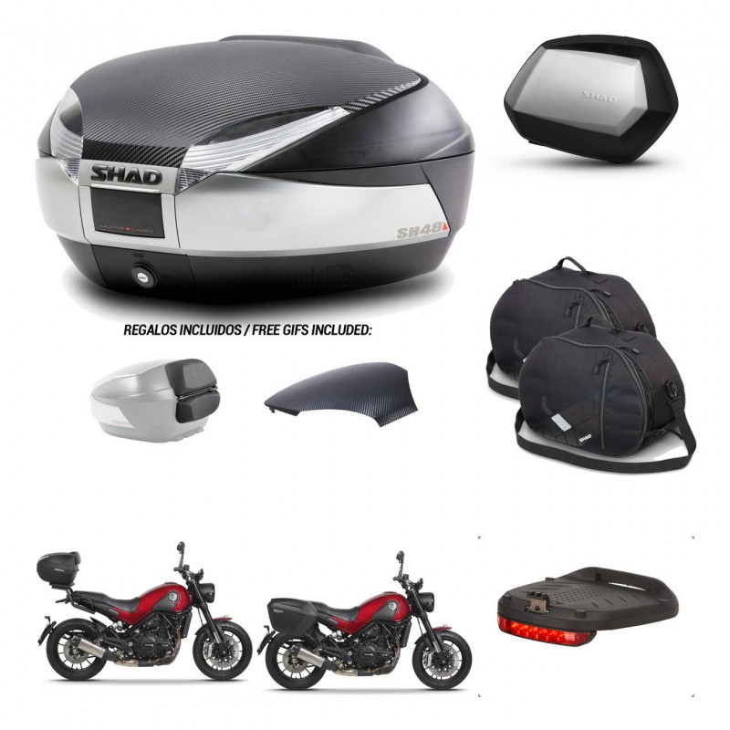 SHAD Maletas SH35 PREMIUM + soporte montaje baul SH48 tapa respaldo accesorios KIT-461836