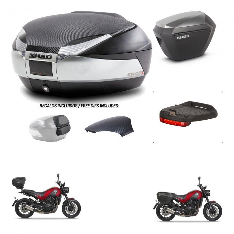 SHAD SH23 alu suitcases + mounting bracket SH48 trunk backrest cover accessories KIT-461837