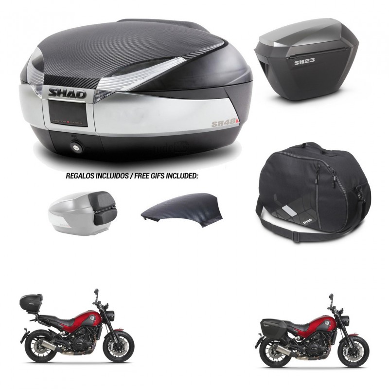 SHAD SH23 alu suitcases + mounting bracket SH48 trunk backrest cover accessories KIT-461843