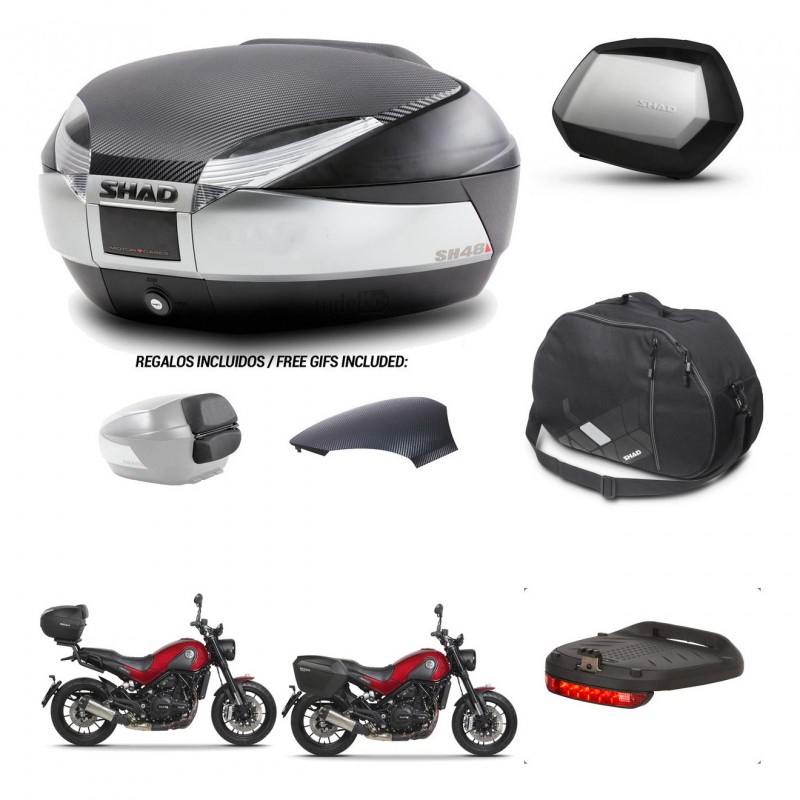 SHAD Maletas SH35 PREMIUM + soporte montaje baul SH48 tapa respaldo accesorios KIT-461847