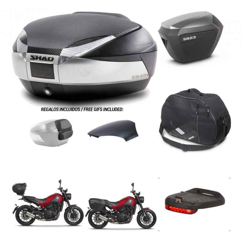 SHAD Maletas sh23 alu + soporte montaje baul SH48 tapa respaldo accesorios KIT-461849