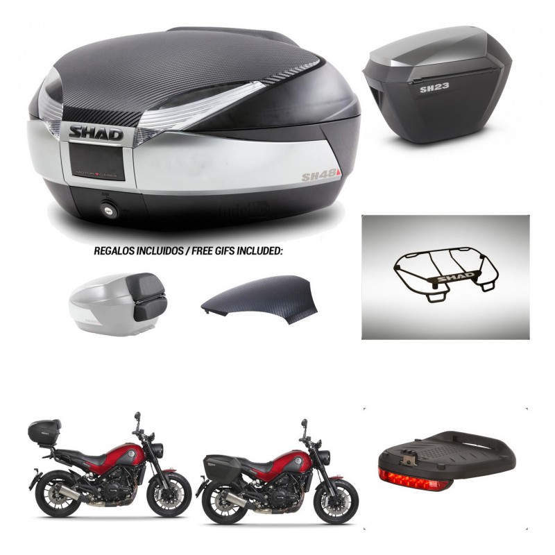 SHAD Maletas sh23 alu + soporte montaje baul SH48 tapa respaldo accesorios KIT-461861