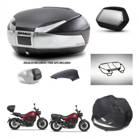 SHAD Maletas SH35 PREMIUM + soporte montaje baul SH48 tapa respaldo accesorios KIT-461865