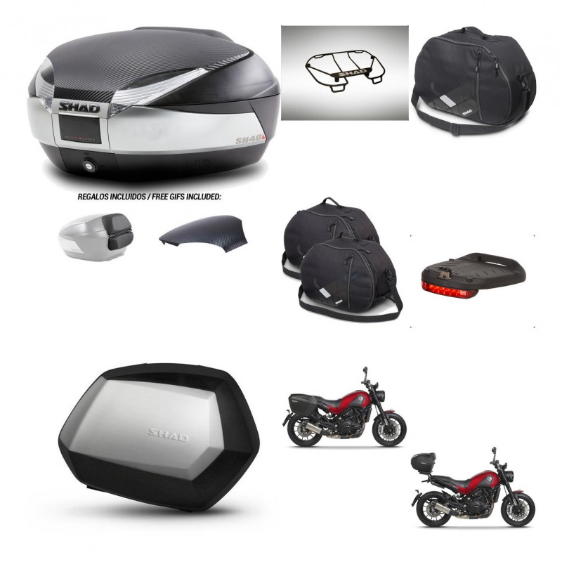 SHAD Maletas SH35 PREMIUM + soporte montaje baul SH48 tapa respaldo accesorios KIT-461872