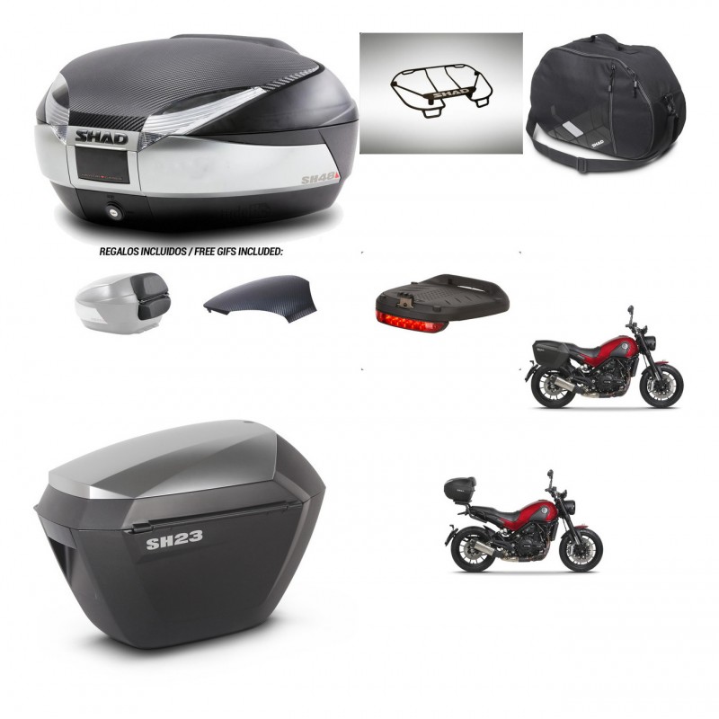 SHAD SH23 alu suitcases + mounting bracket SH48 trunk backrest cover accessories KIT-461873