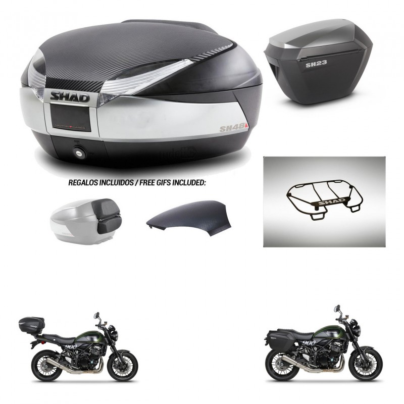 SHAD Maletas sh23 alu + soporte montaje baul SH48 tapa respaldo accesorios KIT-461903