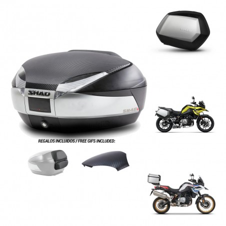 SHAD Maletas SH35 PREMIUM + soporte montaje baul SH48 tapa respaldo KIT-461925