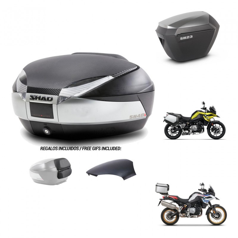 SHAD SH23 alu suitcases + mounting bracket SH48 trunk backrest cover KIT-461927