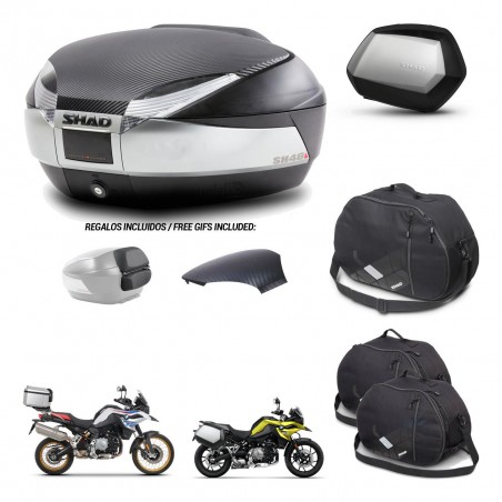 SHAD Maletas SH35 PREMIUM + soporte montaje baul SH48 tapa respaldo accesorios KIT-461938