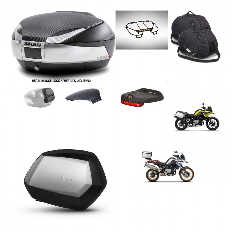 SHAD Maletas SH35 PREMIUM + soporte montaje baul SH48 tapa respaldo accesorios KIT-461956