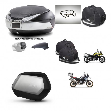 SHAD Maletas SH35 PREMIUM + soporte montaje baul SH48 tapa respaldo accesorios KIT-461962
