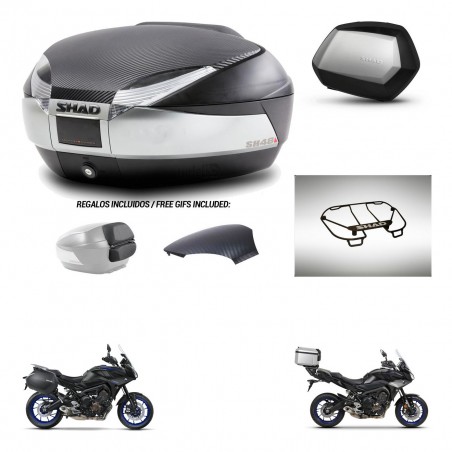 SHAD Maletas SH35 PREMIUM + soporte montaje baul SH48 tapa respaldo accesorios KIT-461997