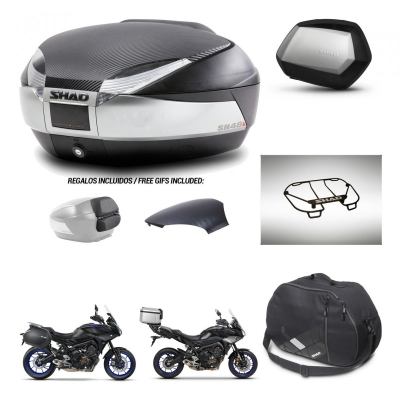 SHAD Maletas SH35 PREMIUM + soporte montaje baul SH48 tapa respaldo accesorios KIT-462009