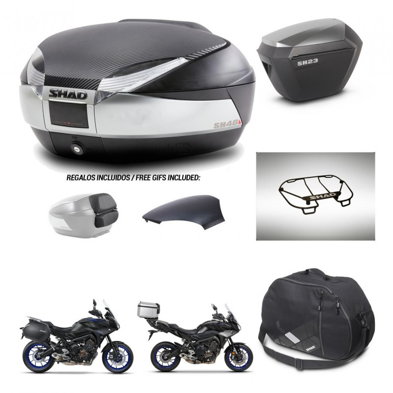 SHAD Maletas sh23 alu + soporte montaje baul SH48 tapa respaldo accesorios KIT-462011